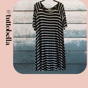 Allison Brittany Black & White Striped Midi Dress Size Large